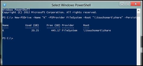 Show Mapped Drives Command in Windows PowerShell